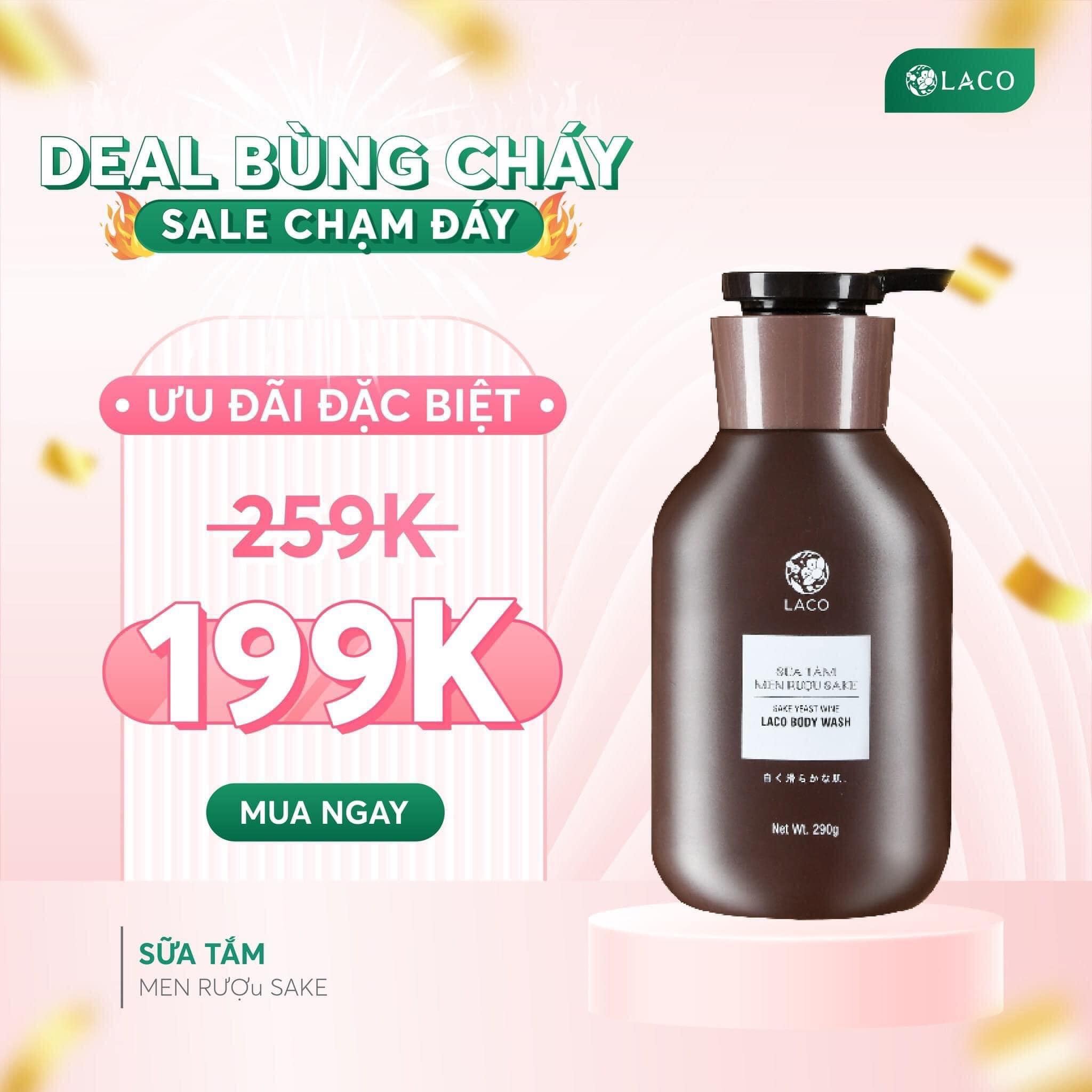 Sữa tắm men rượu Sake da trắng hồng bật tone sau 3 ngày